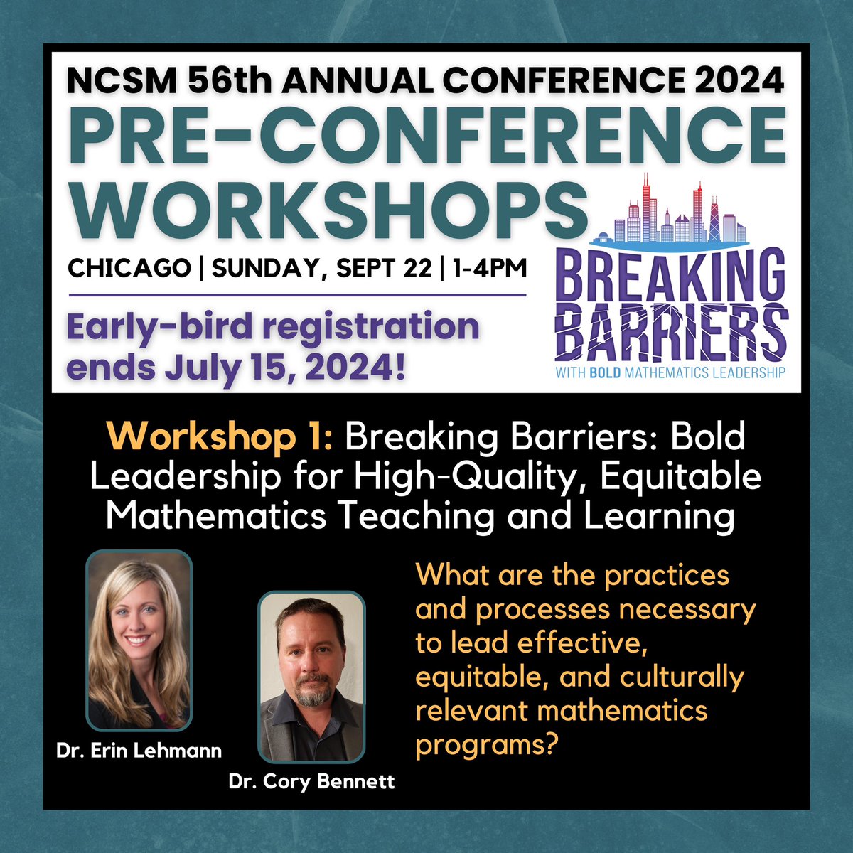 Pre-Conference Workshops at the NCSM 56th Annual Conference 2024 will be held on Sunday, Sept 22. Learn about Workshop 1 with Dr. Erin Lehmann and Dr. Cory Bennett at mathedleadership.org/56th-annual-co… Register: mathedleadership.org/56th-annual-co… #NCSMBOLD #AnnualConference #ileadmath