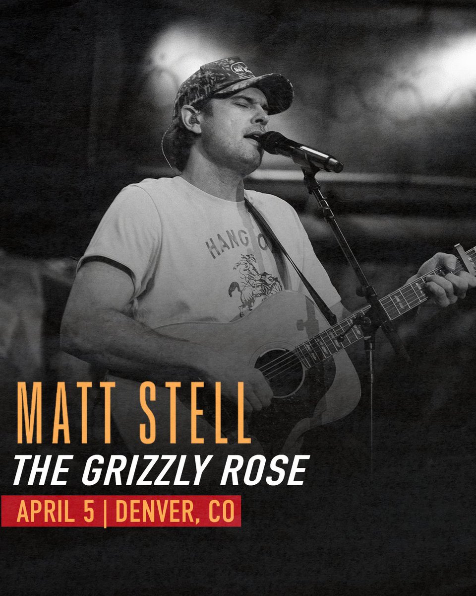 In case y’all haven’t heard, I’ll be playing at @TheGrizzlyRose in Denver on April 5th. Tickets are on sale now. mattstell.com/tour