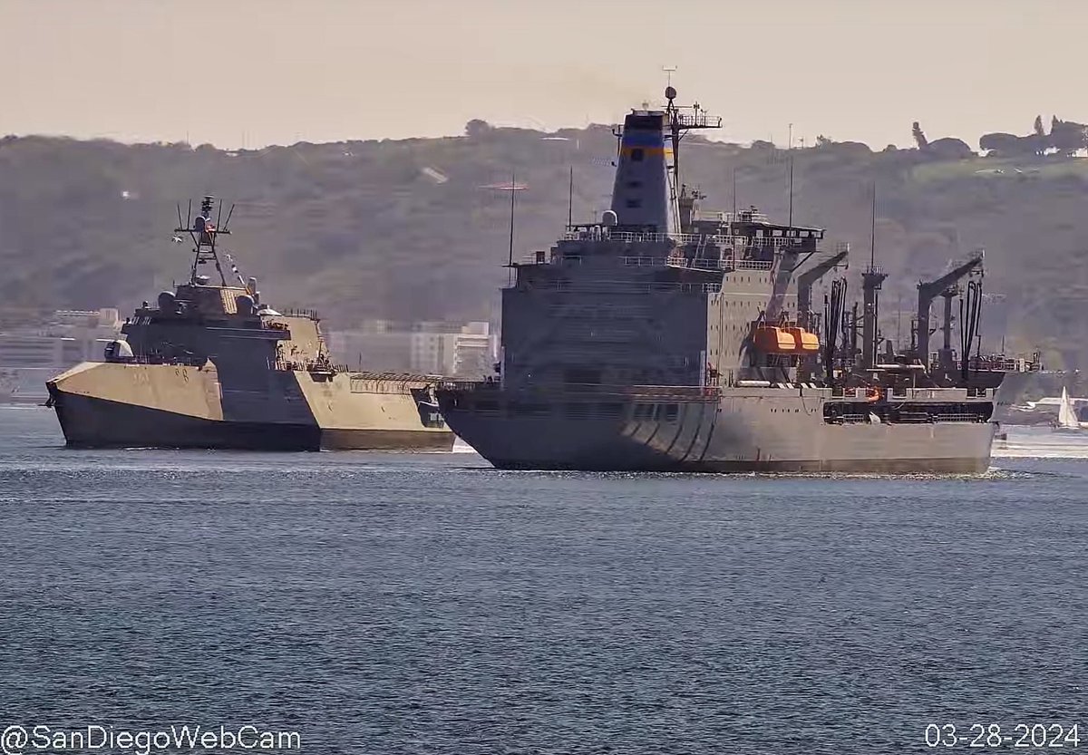 USS Jackson (LCS 6) Independence-variant littoral combat ship coming into San Diego while USNS Pecos (T-AO-197) heads out - March 28, 2024 #ussjackson #lcs6

SRC: webcam