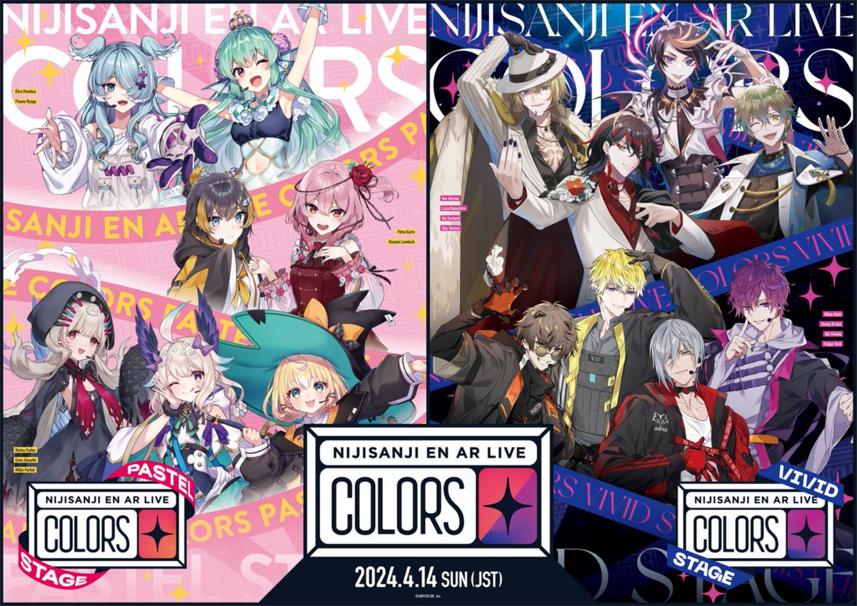 ⋰ #NIJISANJI_EN AR LIVE開催🎉 ⋱ NIJISANJI EN AR LIVE 'COLORS' PASTEL STAGE & VIVID STAGE が4月14日(日)に開催決定！ ネット配信視聴チケットが本日より販売開始✨ 詳細は特設サイトへ！ ▼特設サイト nijisanji.jp/events/EN_COLO… #PASTEL_STAGE #VIVID_STAGE