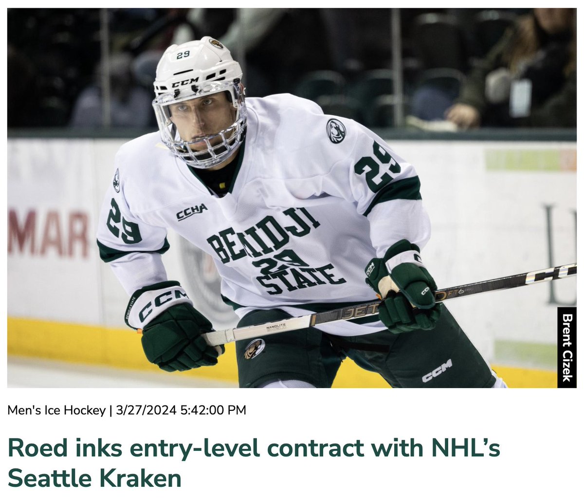 #624Fact - WBLAHS grad Lleyton Roed signed NHL contract with Seattle Kraken yesterday. Go Bears! bsubeavers.com/news/2024/3/27…