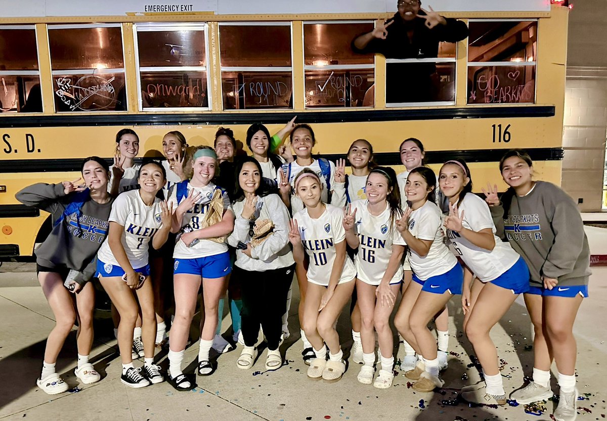 KHS_LKatsSoccer's tweet photo. Very special night, Redeem Team‼️ Thank you to all our friends, families, classmates, club teammates, Klein Boys ⚽️ Team, Klein Cheerleaders and our Klein Faculty in attendance tonight. Our girls couldn’t have done it without all your support. On to Round #3 🆚 Tomball High. https://t.co/dR3gTnxfWH