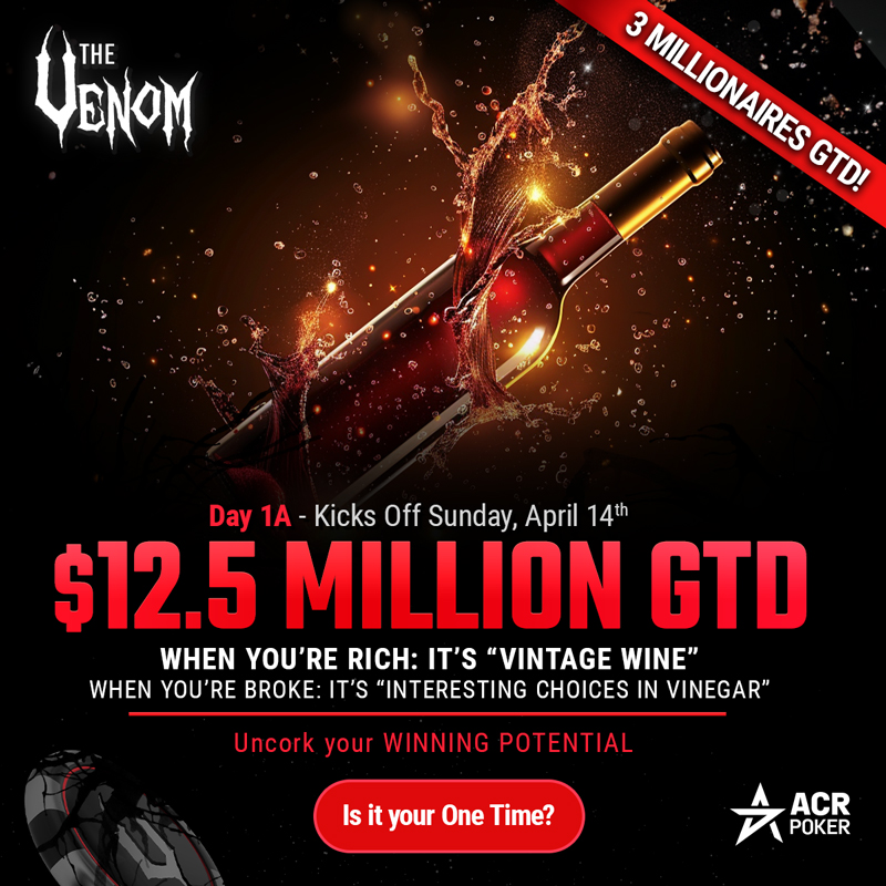 Seize your chance to become 1 of 3 millionaires! Get in on the $12.5 Million Venom Tournament action at Black Chip Poker. The poker site just launched their Direct Venom Satellites so you can win your $2,650 seat for much less! tinyurl.com/mpchjec6