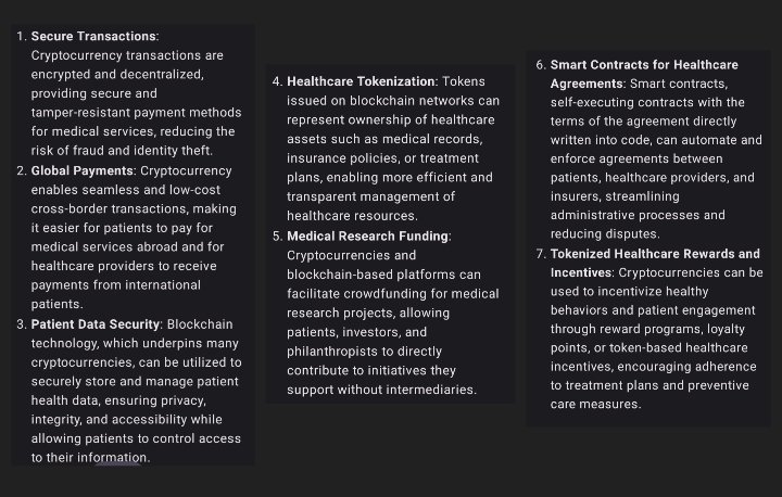 Exciting times ahead in healthcare with the integration of cryptocurrency! From secure patient data management to global payments,blockchain technology is revolutionizing how we approach medical transactions and data security.💰#CryptoHealth #BlockchainInMedicine,#cryptocurrency