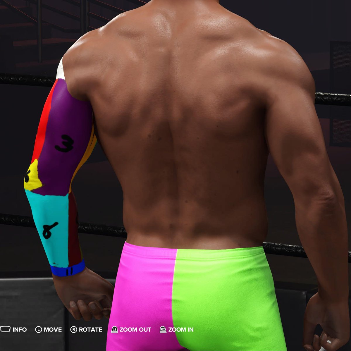 SmackdownTattoo's tweet photo. I'm probably not the first one to do this but I mapped out the R3 mapping to get a better idea of where it will place images by default. I want to get better at making sleeves but I also want to be efficient about it.  

#CAWs #Cawcommunity #WWE2k24 #WWE2k #WWEGames https://t.co/yT3PTQf4kN