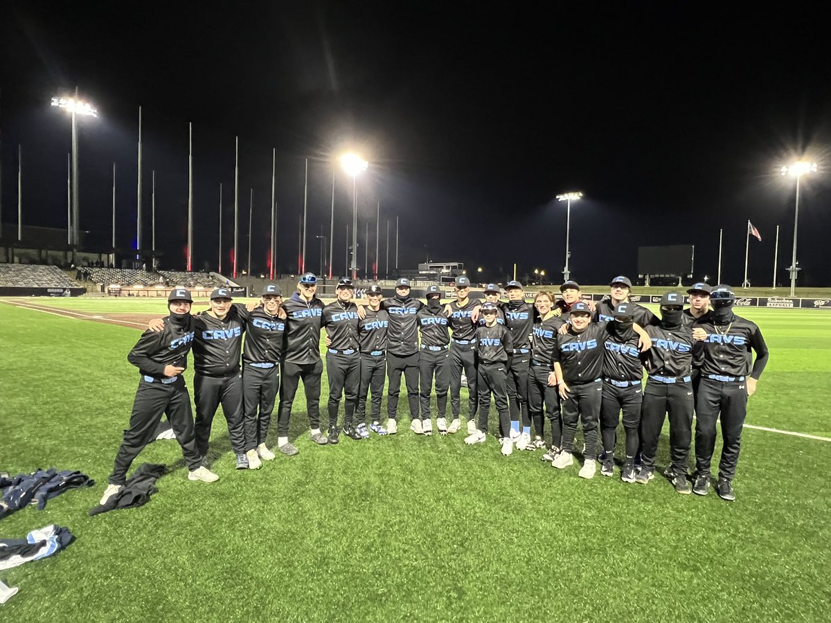 CavBaseball's tweet photo. Cavs open season with an 11-2 W over Catholic Memorial. Sam Mommer did it all: 4IP 1H 11Ks on the bump and hit a Grand slam &amp; finished with 6RBI at the plate. Kyle Alivo also went 2-3 2R 2RBI 2BB. New black uni’s were good luck! #GoCavs #Family https://t.co/ywLYvbP3Wd