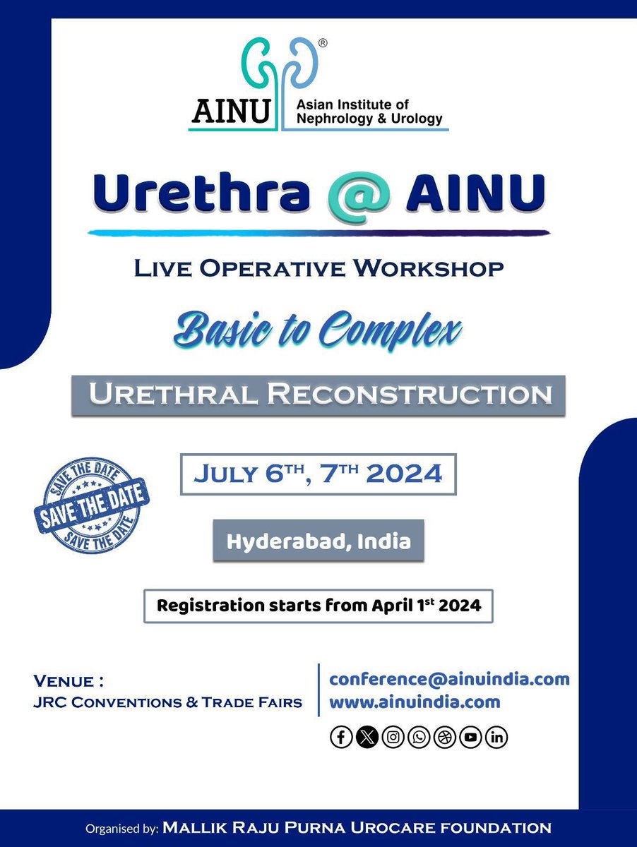 We are back with our annual mega event and as always we promise an academic extravaganza !! Let’s dive in to the world of urethral reconstruction! @mallikuro7 @Bhav_Tez @drragoori @usioffice @YouthUSI @Uroweb @NAUS_NepUro @ISORU1 @SocietyGURS @CAU_URO @arab_asu @docmeetings July