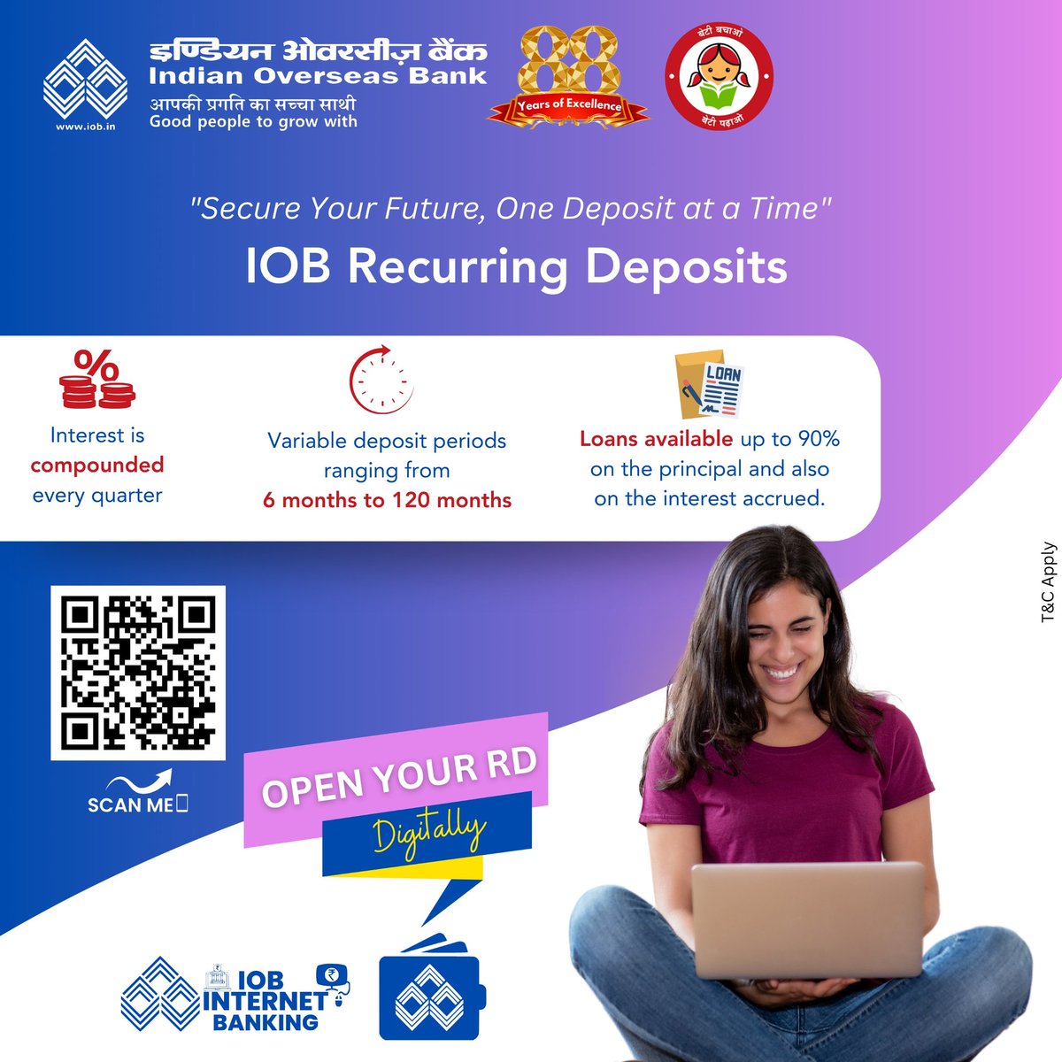 'Plant the seeds of your future wealth with IOB's Recurring Deposit. Small savings today, big rewards tomorrow!' #recurringdeposit 
#IOB #IndianOverseasBank #DFS #RBI #Deposit #savings #investment