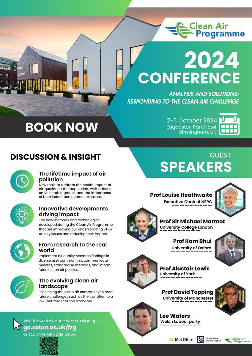2024 #CleanAirProgramme #Conference ‘Analysis and Solutions: Responding to the Clean Air Challenge‘, taking place at Edgbaston Park Hotel and Conference Centre - 2 and 3 Oct 2024 - Submit your abstract by 30 April 204 - Get in touch with contact@ukcleanair.org