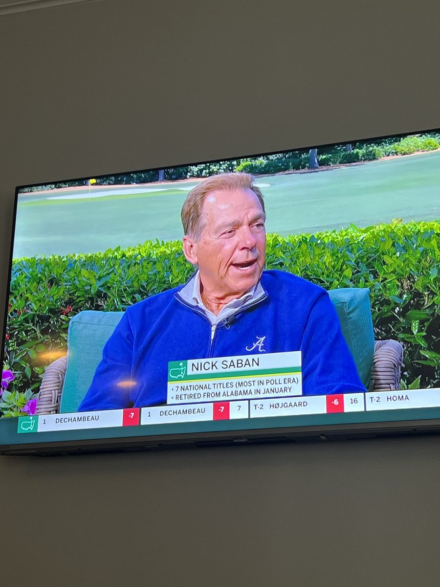 Nick Saban still sporting the script A at #themasters