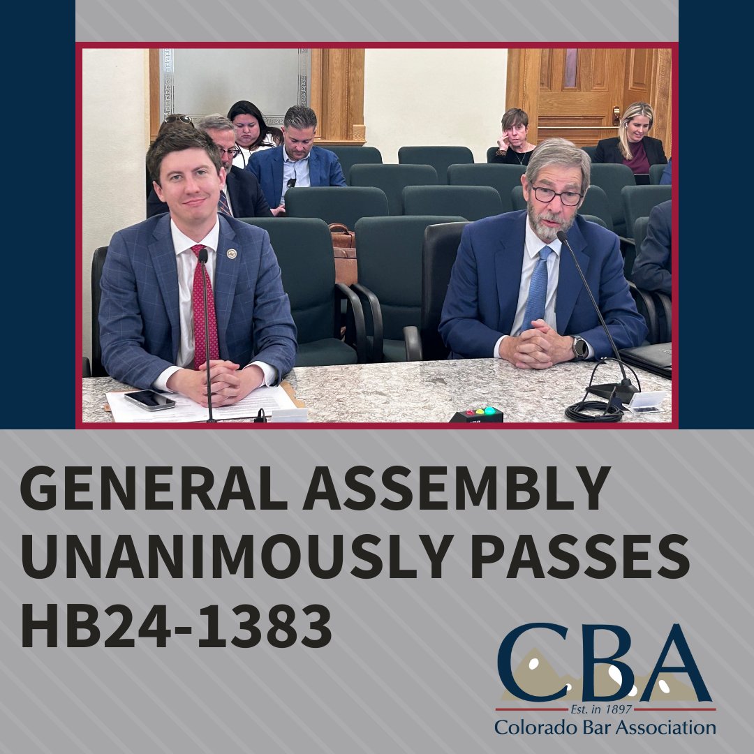 We did it! On April 10, the CBA brought HB24-1383 Common Interest Community Declarations to the General Assembly. With the testimony of Chuck Calvin, @WSLindstedt got the bill passed 8-0! Read more: tr.ee/7VqcUjO6a- #UndertheGoldDome #Unanimous #Victory
