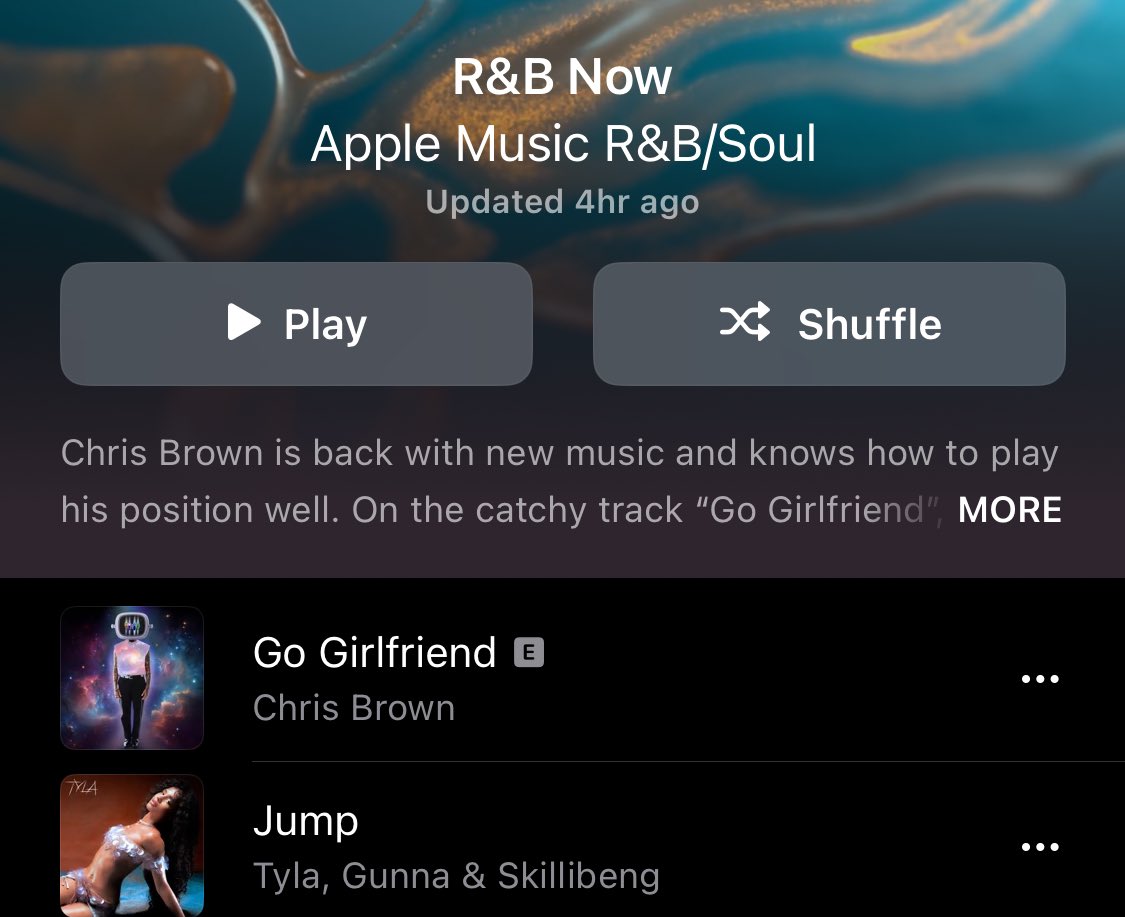 📈 ‘Go Girlfriend’ off #ChrisBrown’s 11:11 deluxe seems to be the most pushed song across R&B playlists on both Spotify and Apple Music.