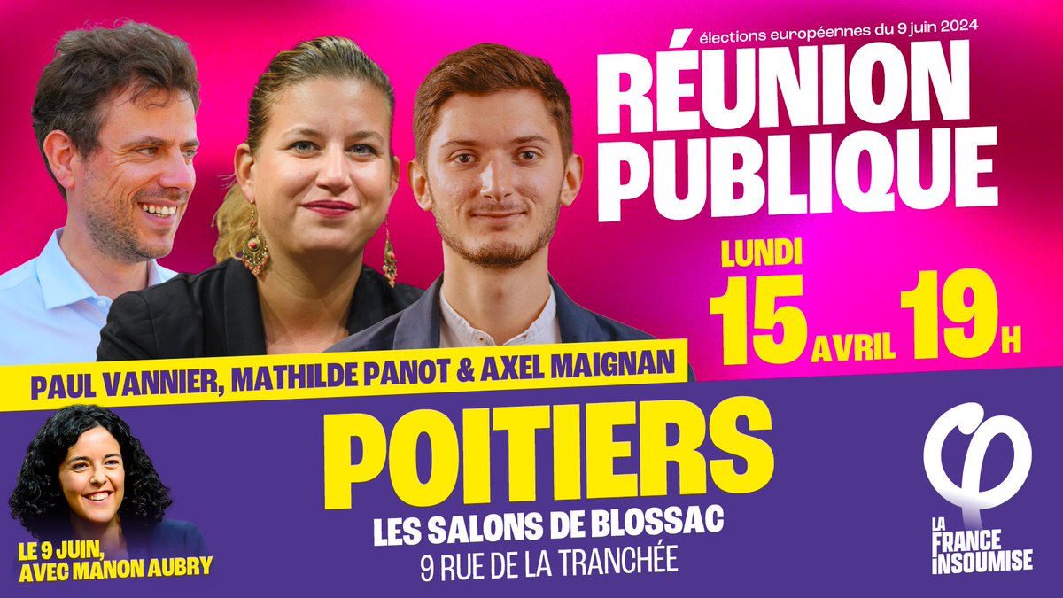 📆 Je vous donne rendez-vous ce lundi 15 avril aux salons de Blossac à Poitiers en compagnie de @PaulVannierFI et Axel Maignan Au plaisir de vous y voir nombreuses et nombreux !