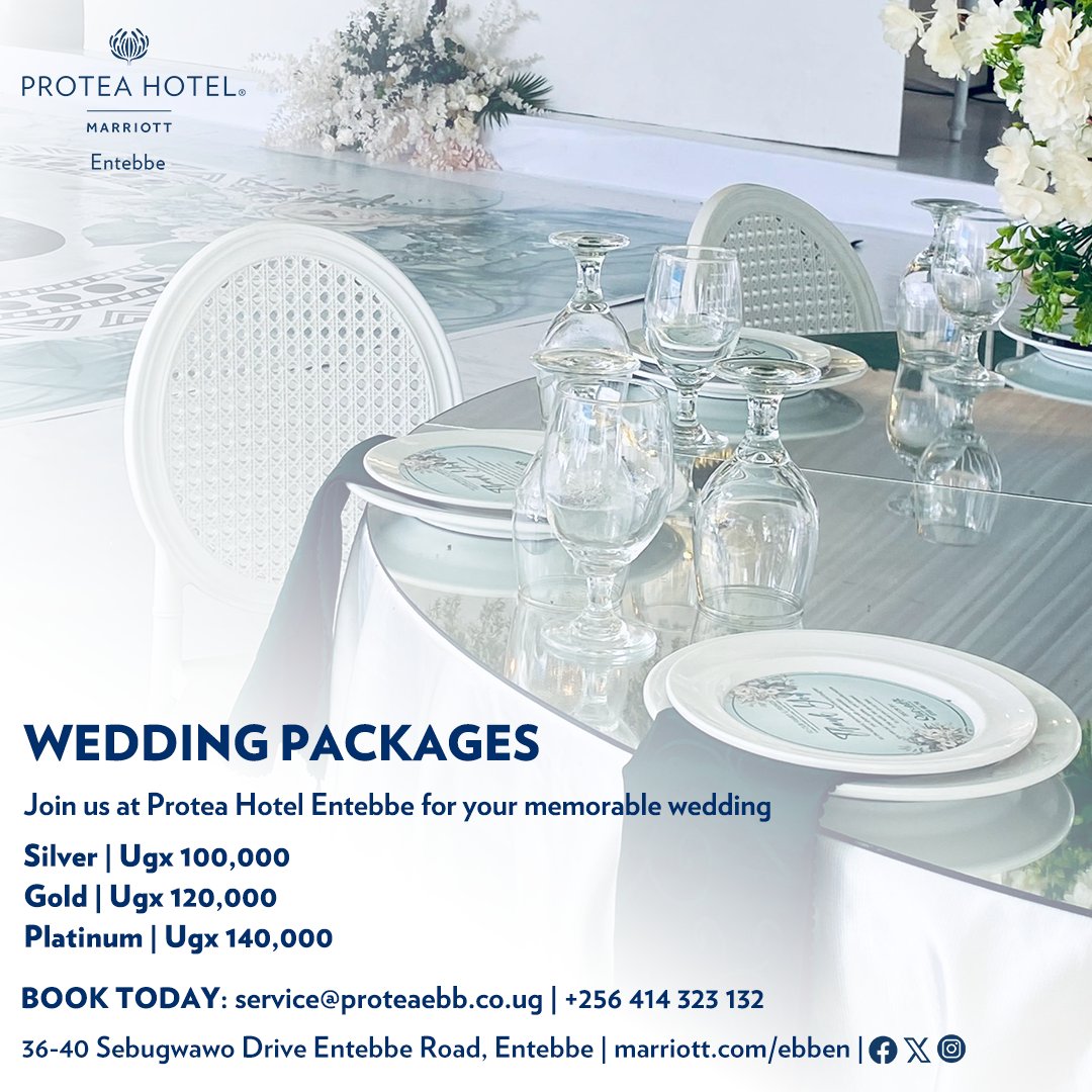 Say 'I do' with a view! Let our stunning lakeside venue set the stage for your perfect day. From dreamy vistas to delectable meals, our wedding packages have it all.

Secure your date today!
💌 service@proteaebb.co.ug
📞 +256414232132

#ProteaEntebbe #LakeView #DreamWedding