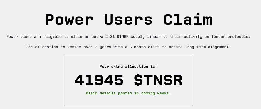 Wow nice surprise this morning - Tensor just allocated an additional 2.3% of their supply to their 2900 top users Worth checking if you've used the platform