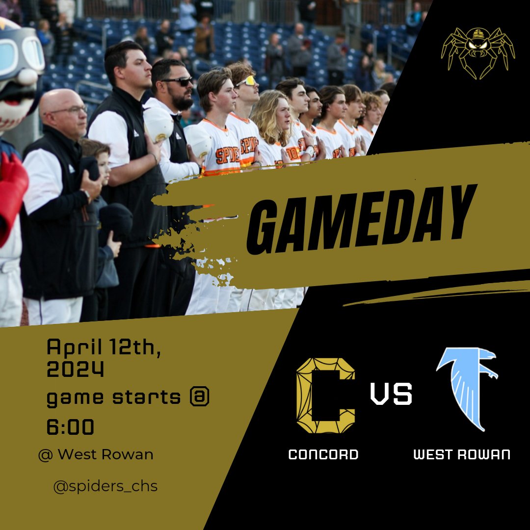 Gameday at West Rowan. First pitch is @ 6pm. #WeAreConcord #GoSpiders
