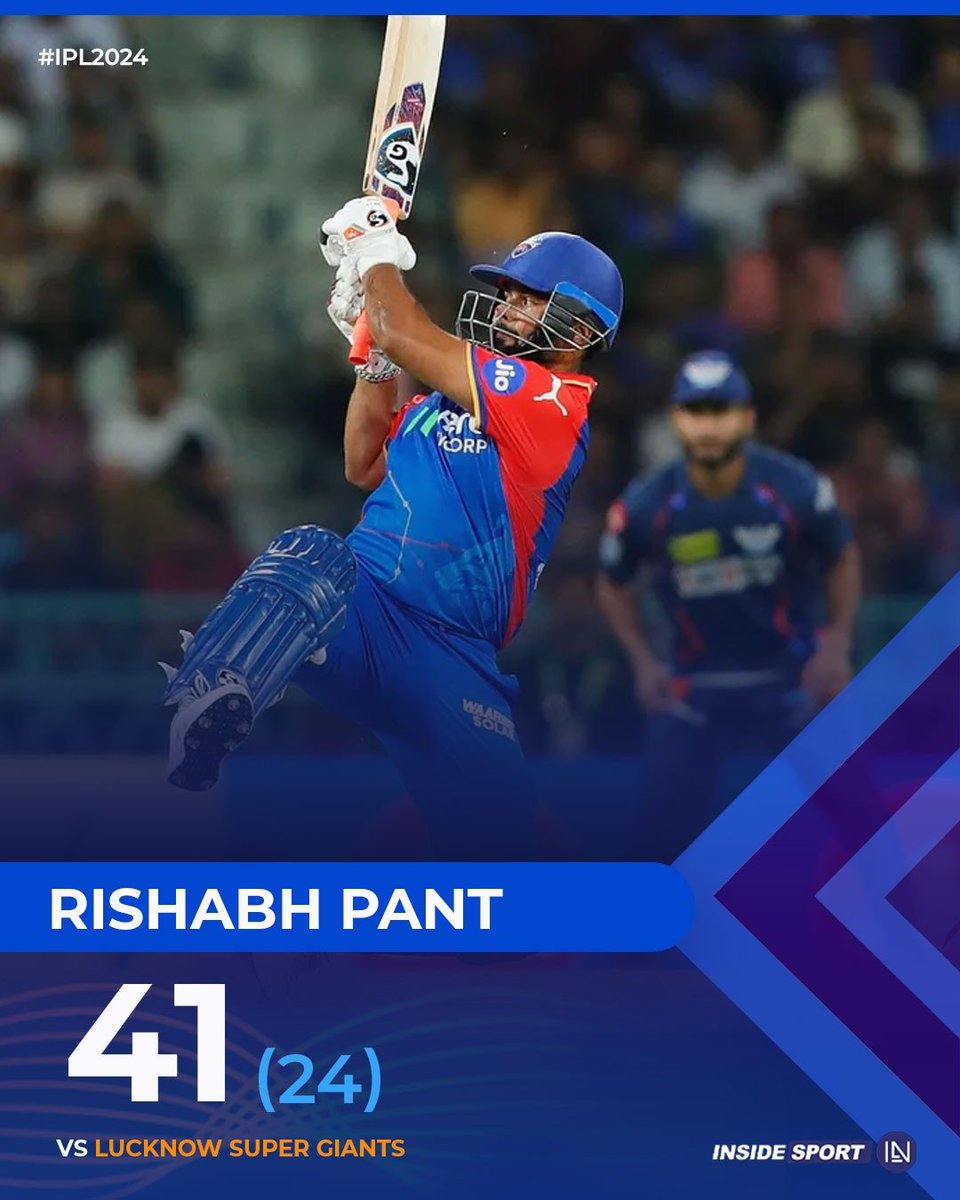 Rishabh Pant played an impactful inning against Lucknow Super Giants. #IPL2024 #LSGvsDC #DelhiCapitals #RishabhPant #CricketTwitter