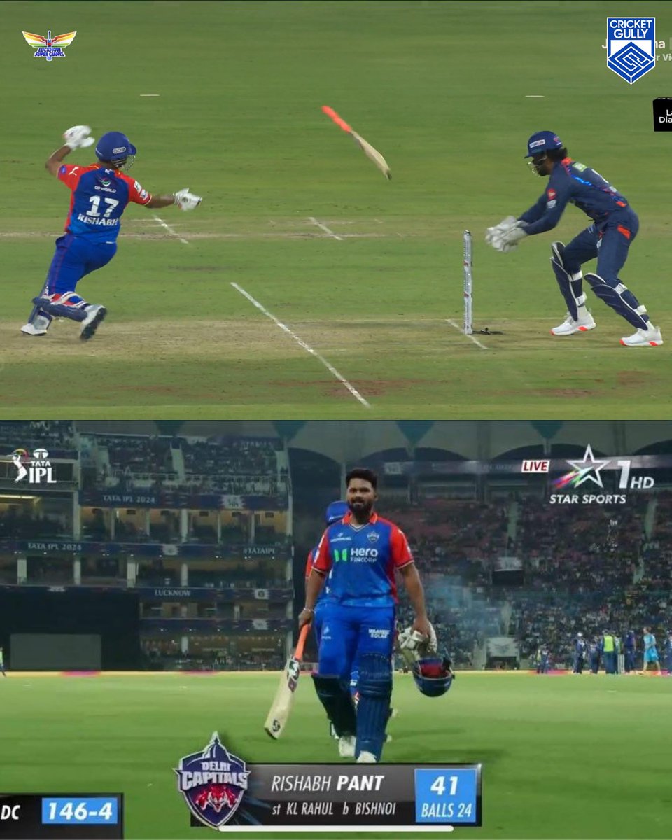 Rishabh Pant loses his bat while getting to the crease and is stumped by KL Rahul 😵