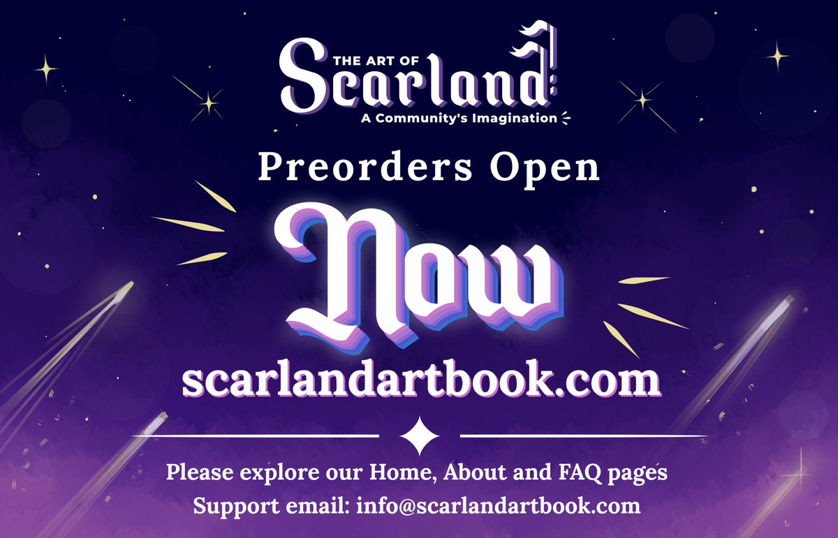 It's here, it's here! Starting today - get your own physical copy of the Scarland Artbook! Pre-orders will close on May 12! 🔗 scarlandartbook.com