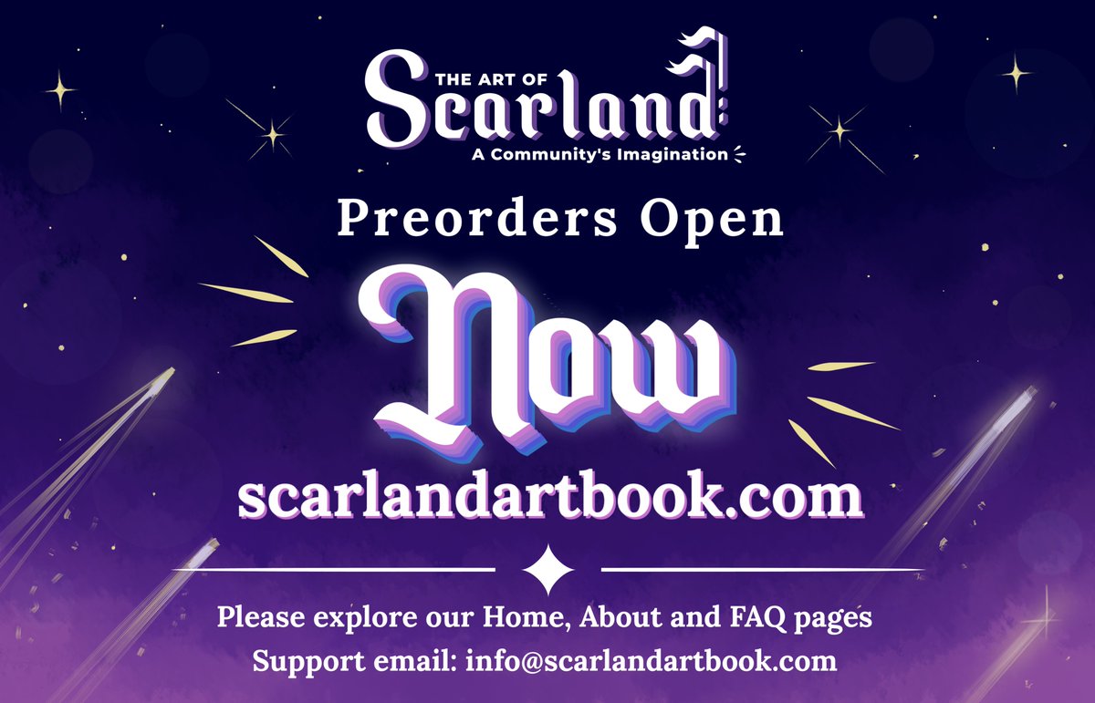 ScarlandArtBook's tweet image. It's here, it's here! 

Starting today - get your own physical copy of the Scarland Artbook!  Pre-orders will close on May 12!

🔗 scarlandartbook.com