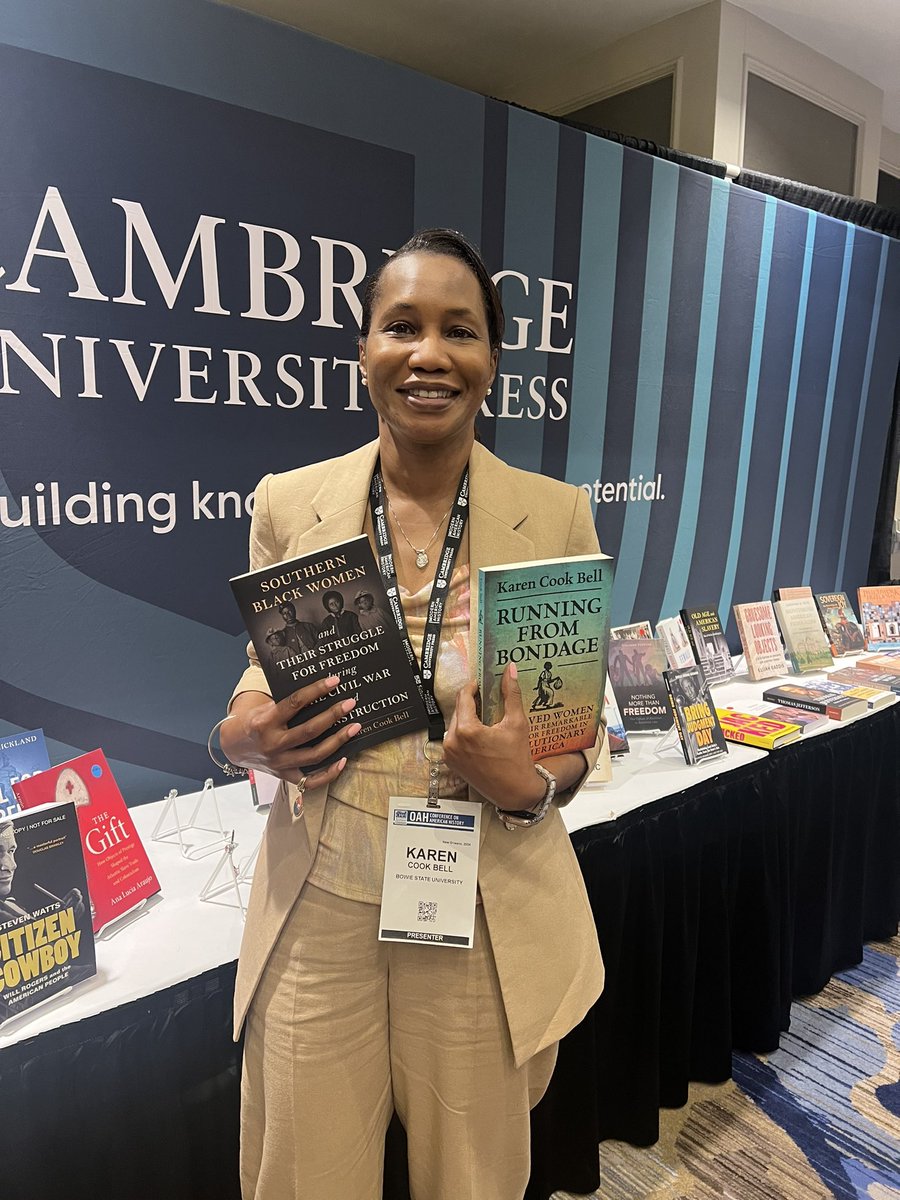 @kbphd08 with her two awesome @cambUP_History books at #OAH24 . Thrilled to say that we will be working together on some exciting new projects including a 5-volume history of Black women in the US. More details soon.