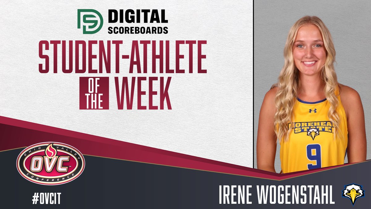 Our @DScoreboards OVC Student-Athlete of the Week is @MSUEaglesBVB junior Irene Wogenstahl (@i_wogenstahl). Last year she earned the OVC Academic Medal of Honor for her work in the classroom. More: bit.ly/3TYPREZ | #OVCit | #SoarHigher