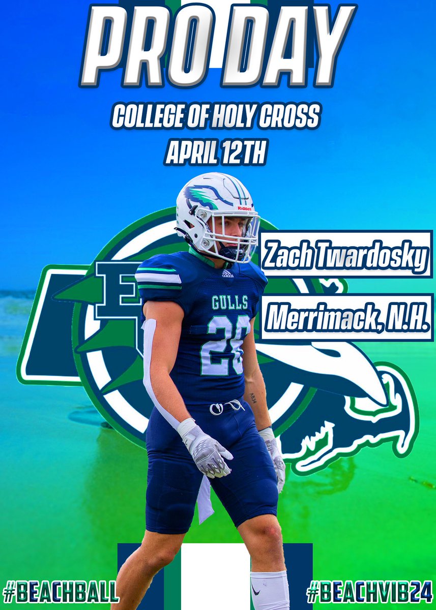 Good luck to Hector Johnson, Shane Aylward, and Zach Twardosky at their Pro Day today‼️ Thank you to @HCrossFB for their hospitality‼️ Go GULLS‼️ #BeachBall 🏈🐦🏖️ #BeachVib24☀️🌊