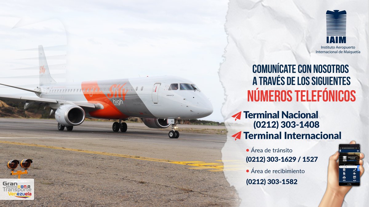 #AsistenciaIAIM📞|| Si deseas información concerniente al terminal nacional puedes comunicarte con nosotros a través del nro. telefónico: (0212) 303-1408 y si necesitas información del terminal internacional contacta el: (0212) 303-1629/1527/1582. ¡Estamos para servirle!