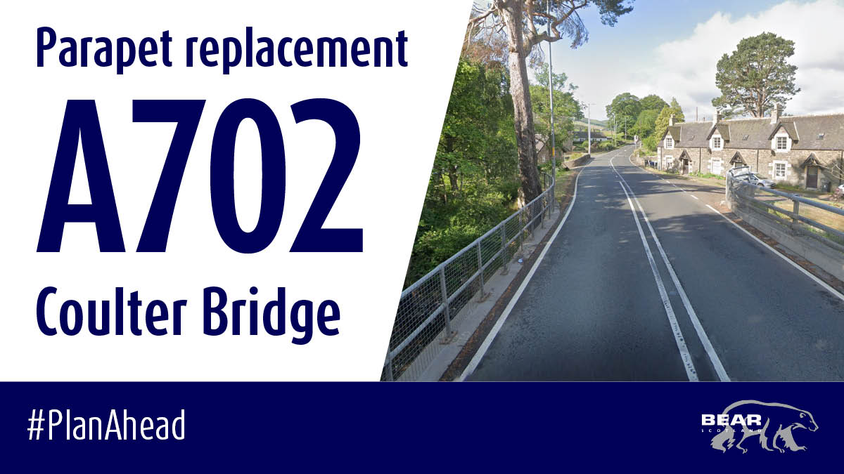 REMINDER: The #A702 at Coulter will be closed in both directions from 22:00-05:00 on the night of 13 April, to allow the removal of temporary vehicle restraint barriers that were in place while the bridge parapet was upgraded. Details: bit.ly/3OoZ8Uz @trafficscotland