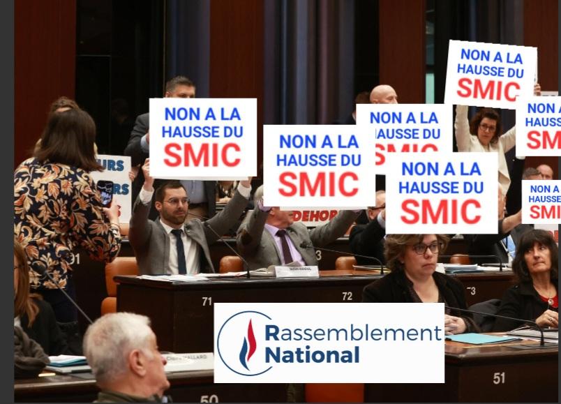 Les  #RN en juillet 2022 votait contre la hausse du #SMIC  ...   'Mains propres, tête haute'  contre les intérêts des travailleurs.