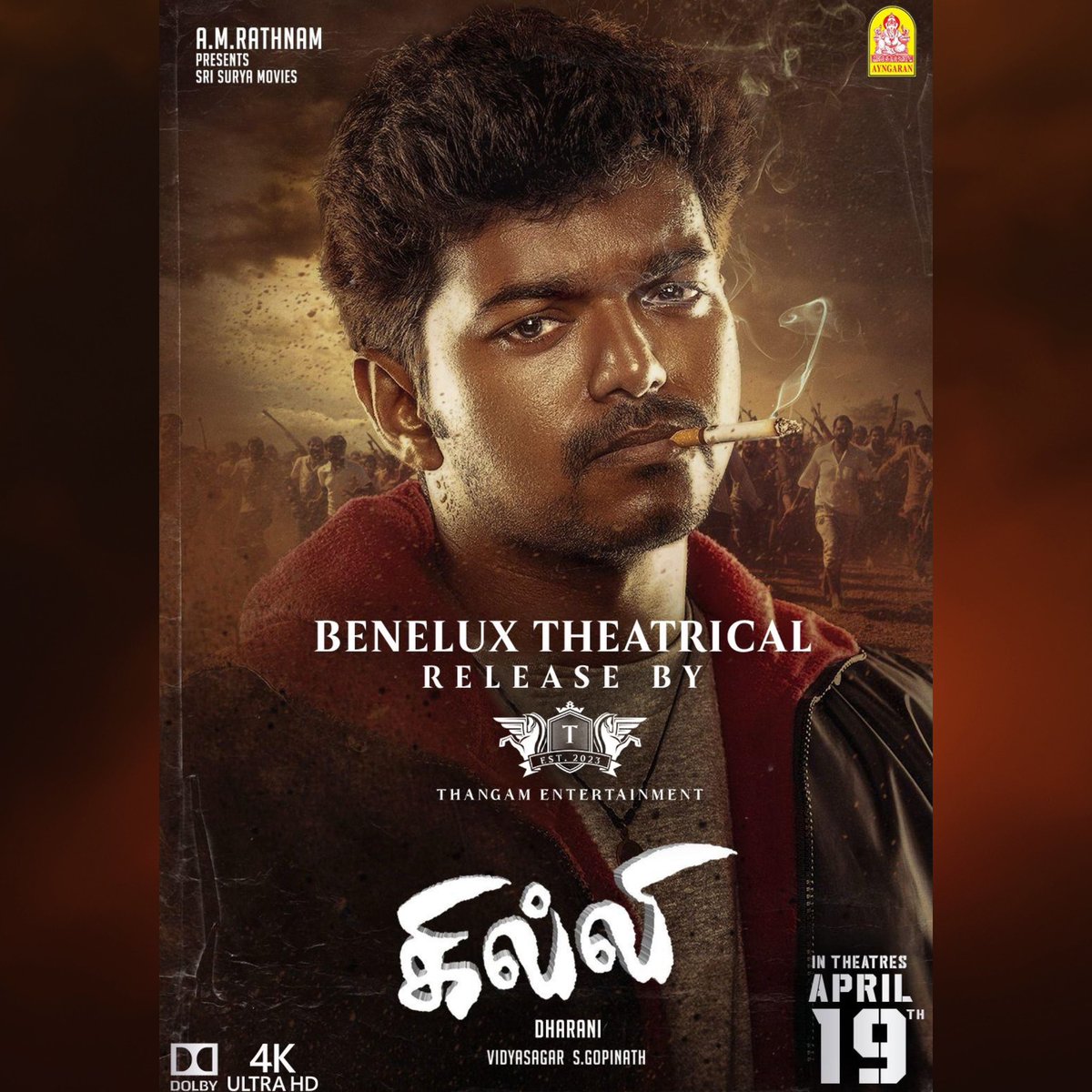 Benelux Theatrical By @ThangamEnt 

Get Ready To Go Back In Time To Experience This Masterpiece 

#ghilli #ghillirerelease #tamil #trisha #prakashraj #ghillimovie #tamil #tamilcinema #tamilmovie #vidyasagar #aygaran #tamilstatus #benelux #netherlandstamil