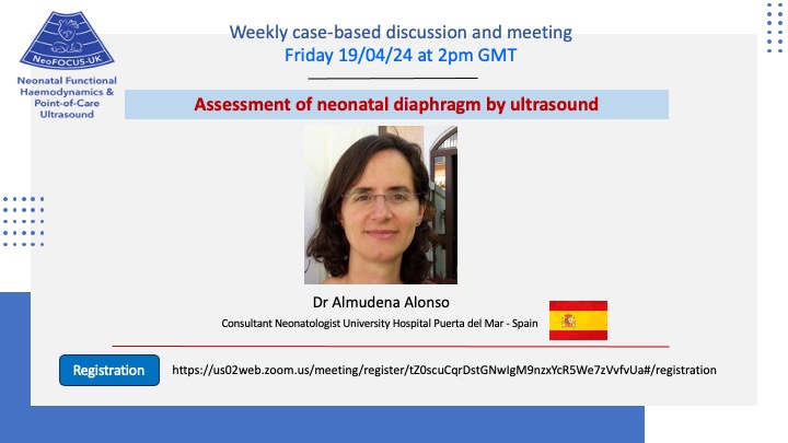 Join us next Friday 19/04/24 with @AlmudenaAlonso4 who will talk to us about the use of POCUS for diaphragmatic assessment. #Neonatal_POCUS Registration: us02web.zoom.us/meeting/regist…