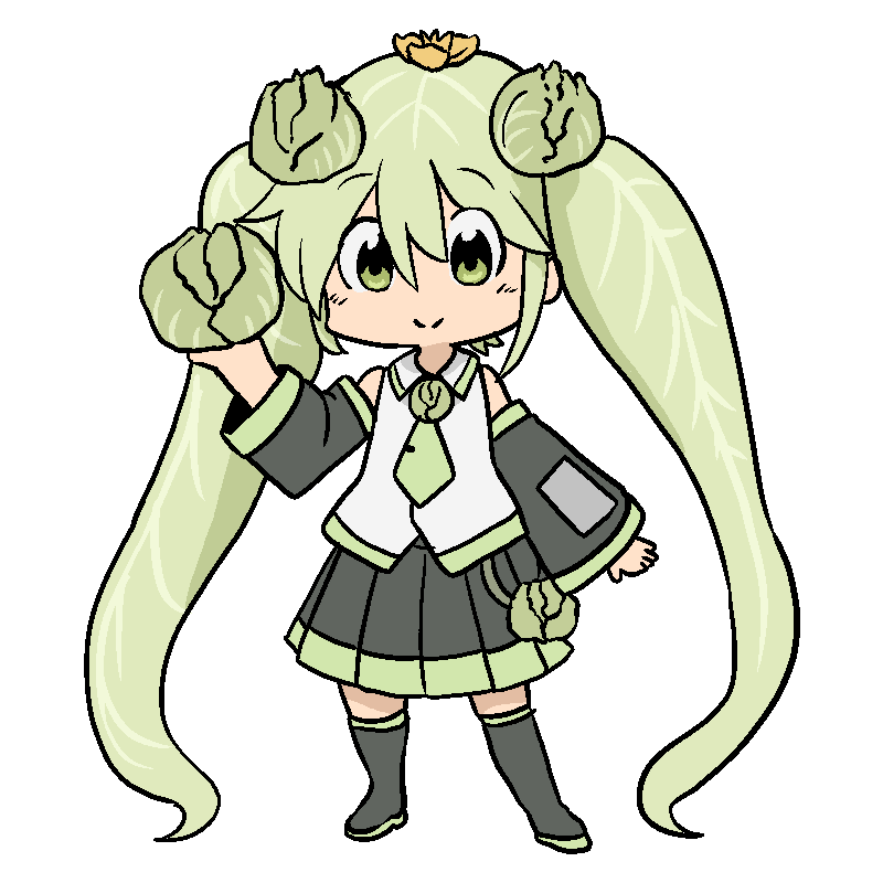 初音ミク 「ガーティックフォンで生まれたものキャベツ・ミク 」|亀⑨のイラスト