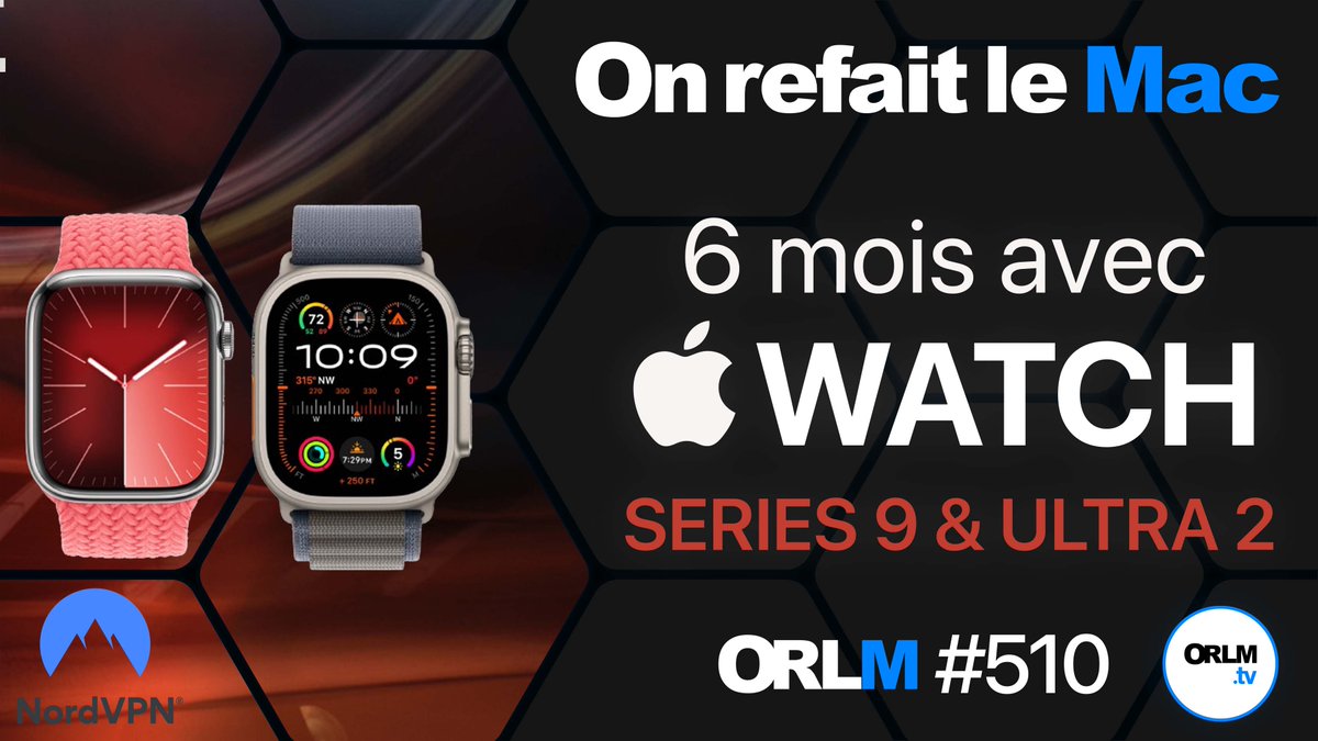 L’épisode 510e d’On refait le Mac est en ligne !
Cette semaine c’est l’heure du bilan pour les Apple Watch Series 9 et Ultra 2 !
Lien : ttps://youtu.be/4BQWS_4r2Us

Avec notre partenaire @NordVPN vous aide à protéger vos donnés en ligne en vous offrant 4 mois en vous abonnant 2…