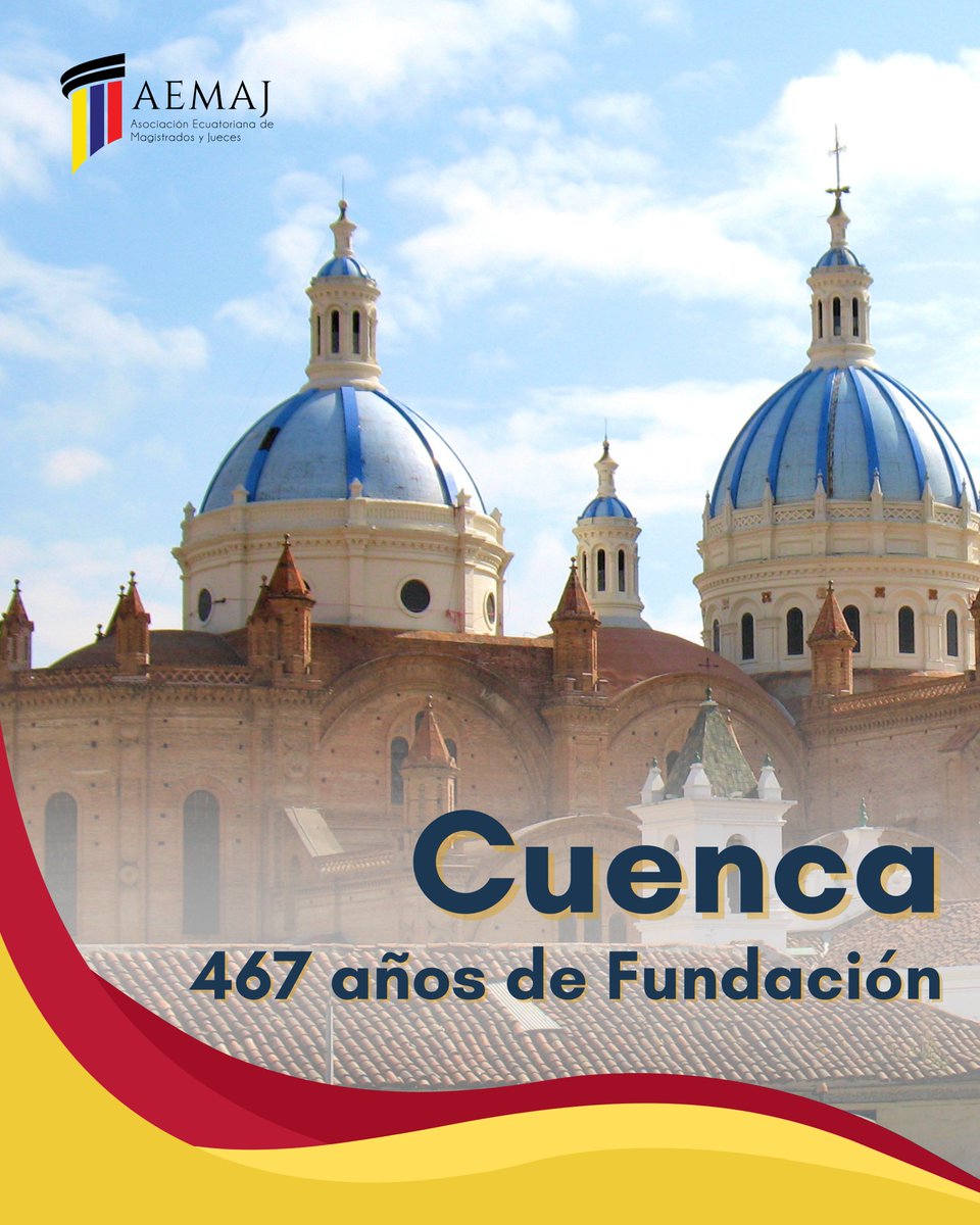 📆Hoy #12DeAbril se conmemoran 467 años de Fundación de la ciudad de #Cuenca.

La #AEMAJ saluda a la Atenas del Ecuador, con su gran belleza arquitectónica, su cultura y sus paisajes impresionantes.