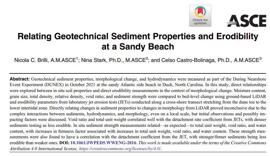 NinaStark18's tweet photo. Paper alert (OA): Super excited to publish some of our #DUNEX work related to geotechnical properties of beach sediments and their erodibility led by Dr. Nick Brilli: https://t.co/i9kvjr8WMJ https://t.co/mIWAxK5Rzj