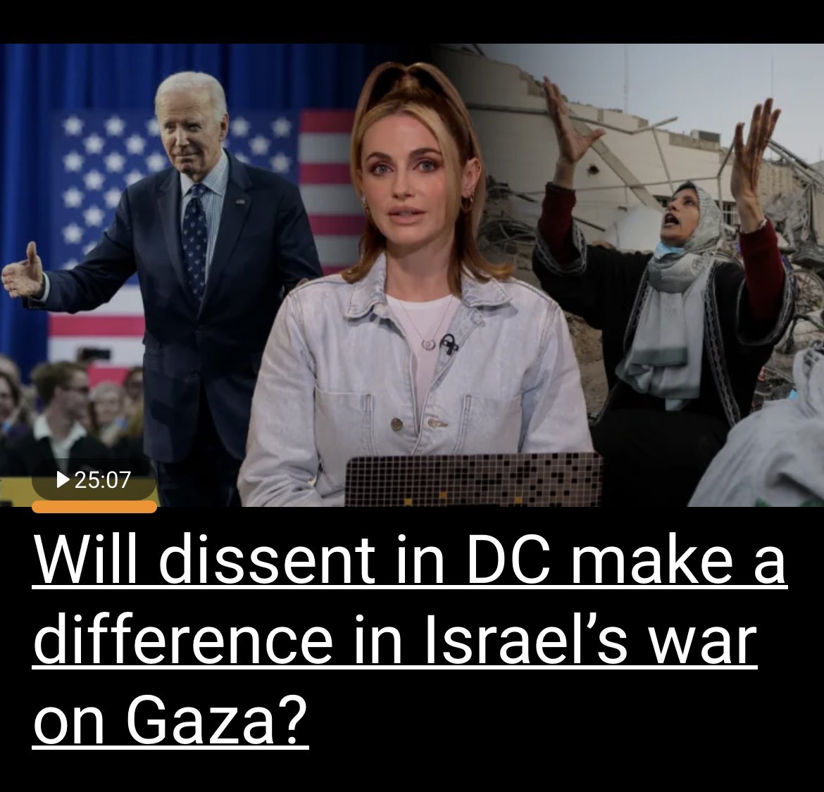 Highly recommend watching the latest @AJStream episode “Will dissent in DC make a difference in Israel’s war on Gaza?” With Anelle Sheline, @gregjstoker @jasmineelgamal and an exclusive with Feds United4Peace aljazeera.com/program/the-st…