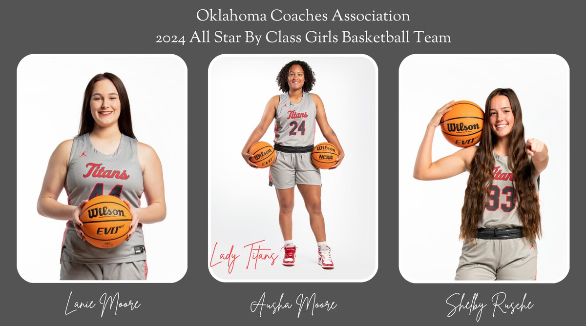 The awards keep rolling in...🏆🏆🏆 Congratulations to seniors Ausha Moore, Lanie Moore and Shelby Rusche for being named to OCA's 2024 All Star by Class Basketball Team.