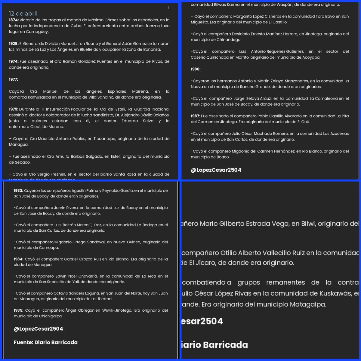 ✅️Efemérides 12 Abril 1928: El Gral d División Manuel Jirón Ruano y el Gral Adán Gómez se tomaron las minas d La Luz y Los Ángeles en Bluefields y ocuparon la zona d Bonanza 📌Valentía coraje nobleza siempre los recordamos a caídos en los años 70 y 80 #UnidosEnVictorias