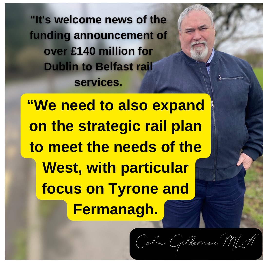 We need to expand on the strategic rail plan to meet the economic and social needs of Tyrone and Fermanagh.

#tyrone #fermanagh