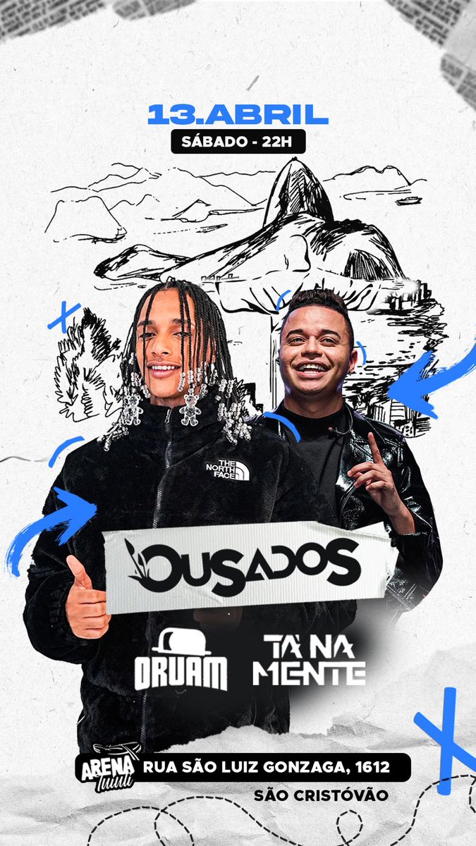 AMANHÃ NOSSO ENCONTRO SERÁ NA ARENA TUIUTI! 🥳🥳🥳

SHOW COMPLETO COM ORUAM E TA NA MENTE! 🤩

GARANTA JÁ SEU INGRESSO!

bilheteriadigital.com/ousados-13-de-…