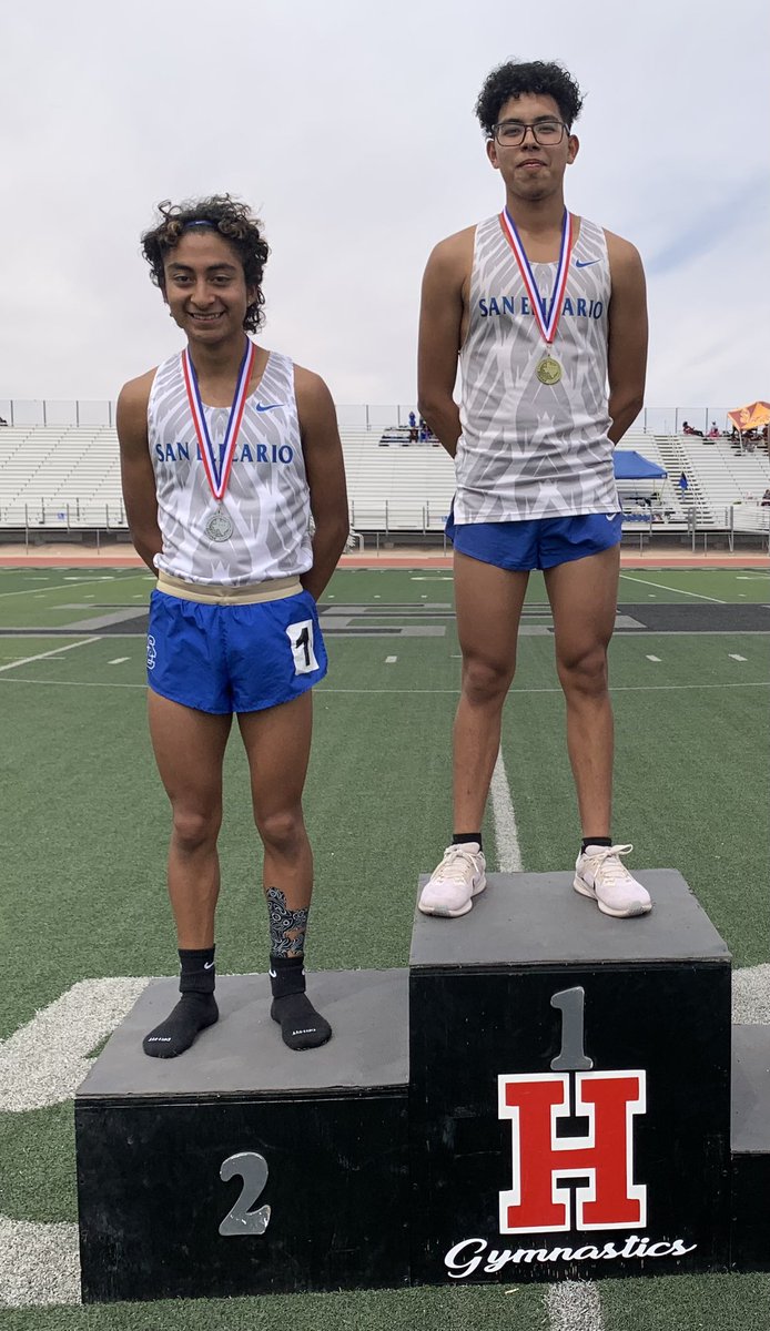 In the 3200m event @SanEliAthletics San Elizario Running Track & Field   Qualified @Julian7_21 Julian Guerra 2nd & Bryan GH 1st place, Area Champion . Both advance to Regionals.