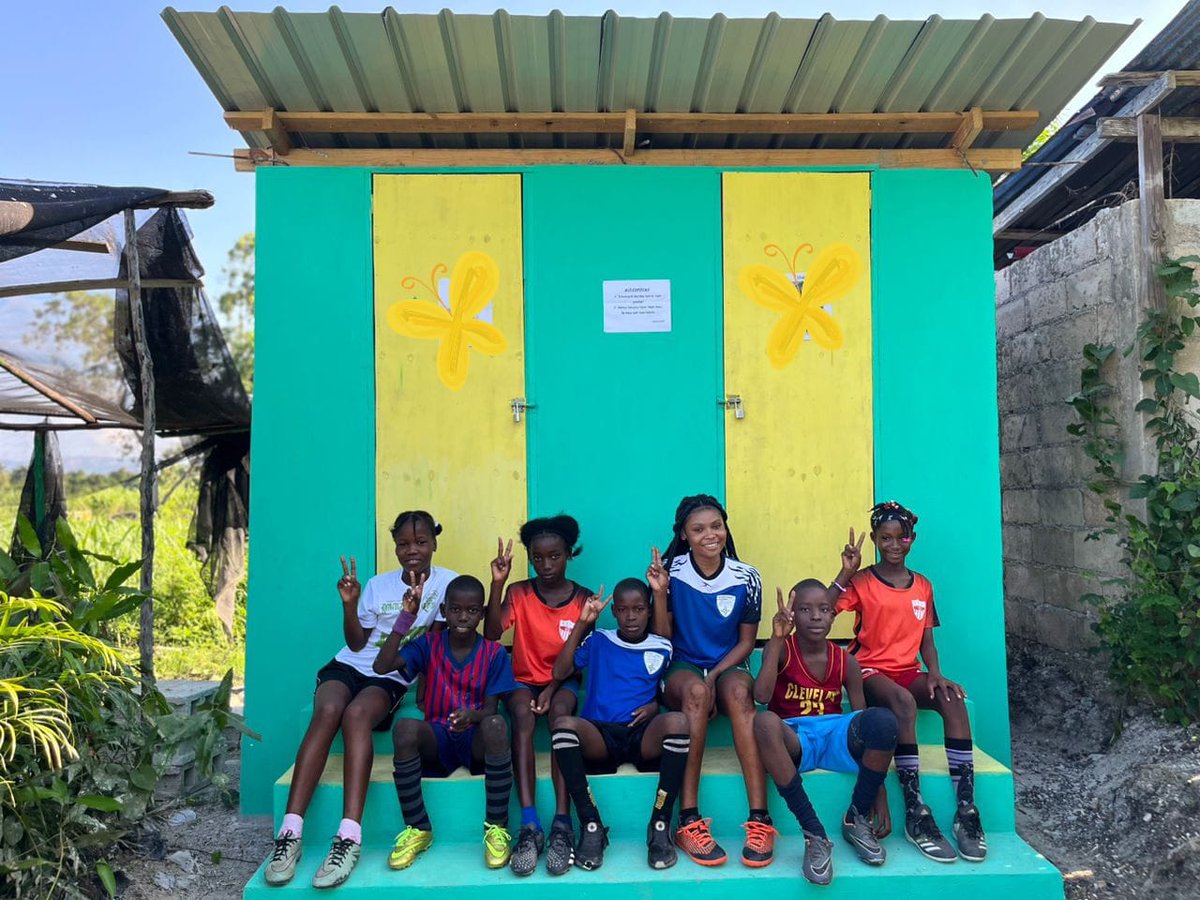 There was no public bathroom near our #soccer field & #literacy classroom so we built one. #community #sportforgood #Haiti