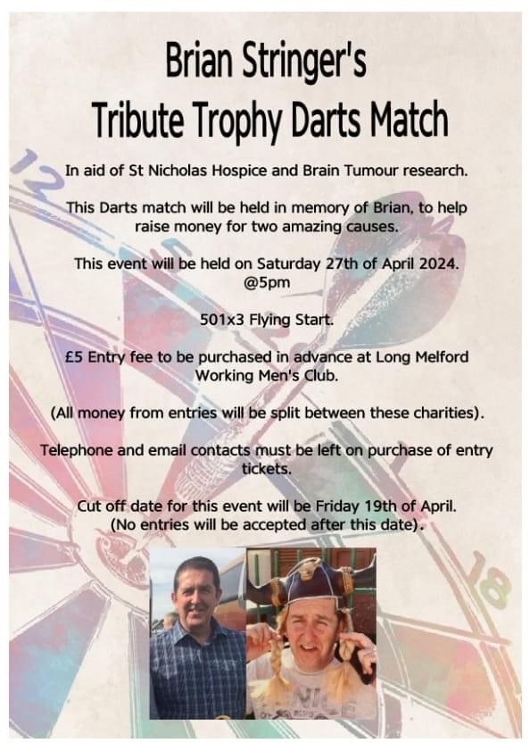Thank you to the organisers of this charity darts match which will be supporting the Hospice. If you're a keen darts player, why not register to take part?