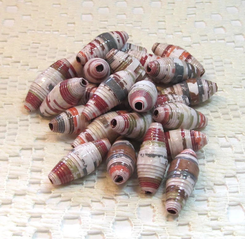Paper Beads, Loose Handmade, Jewelry Making Supplies, Barrel, Coffee Shop Cocoa etsy.me/3xBq664 via @Etsy #paperbeads #handmadebeads #jewelrymakingbeads #craftbeads