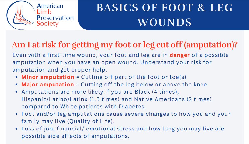 🚨Attention patients! In celebration of Limb Loss and Limb Difference Awareness Month, we have published not just one, but THREE new patient flyers! We are excited to introduce you to the first in the series: 'Basics of Foot & Leg Wounds!' Find it here: limbpreservationsociety.org/patient-resour…