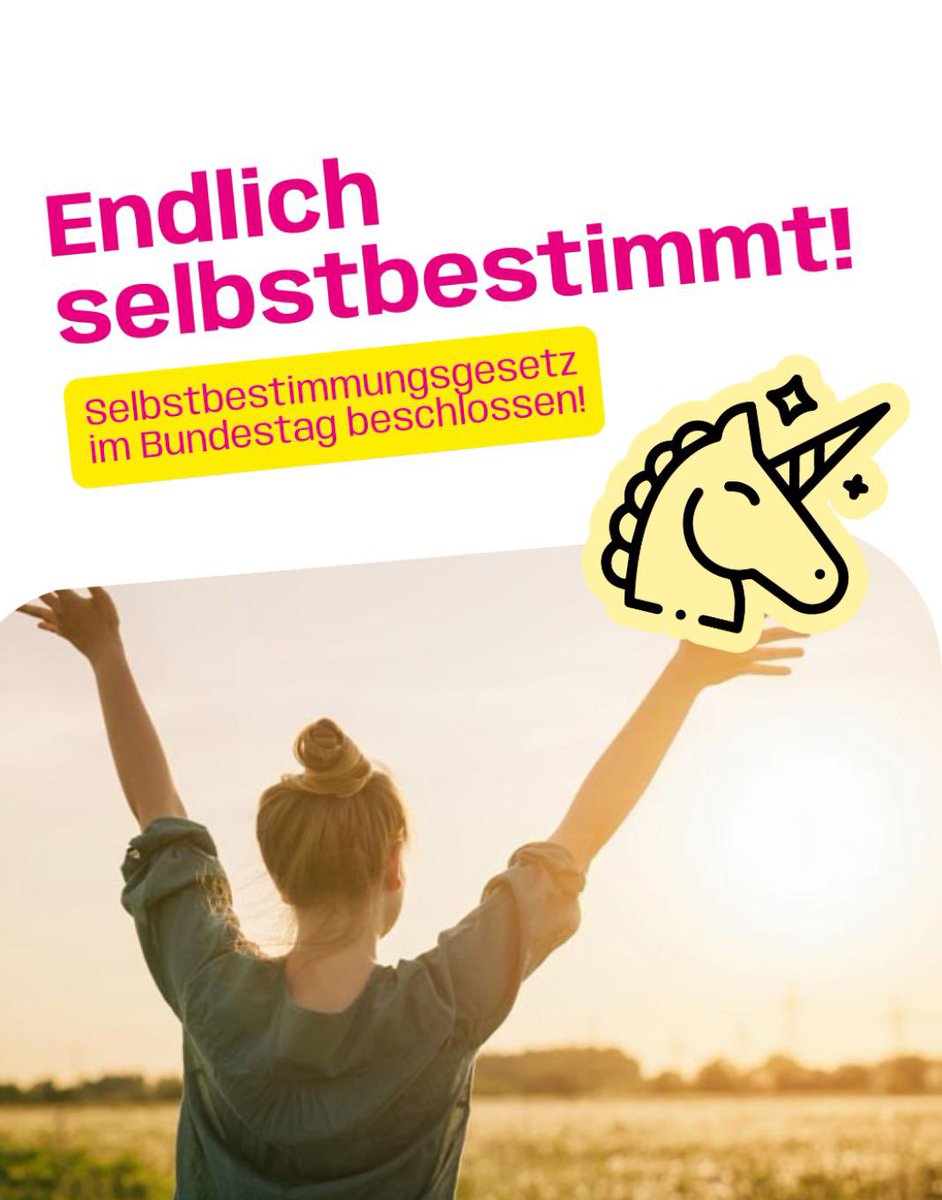 Das #Selbstbestimmungsgesetz ist beschlossen🥳 Der Bundestag macht möglich, dass Vorname & Geschlechtseintrag ohne Erklärung oder teure Gutachten geändert werden können. Unsere Gesellschaft macht das deutlich liberaler💪🏻 Wir JuLis feiern das, denn #Geschlecht ist deine Sache