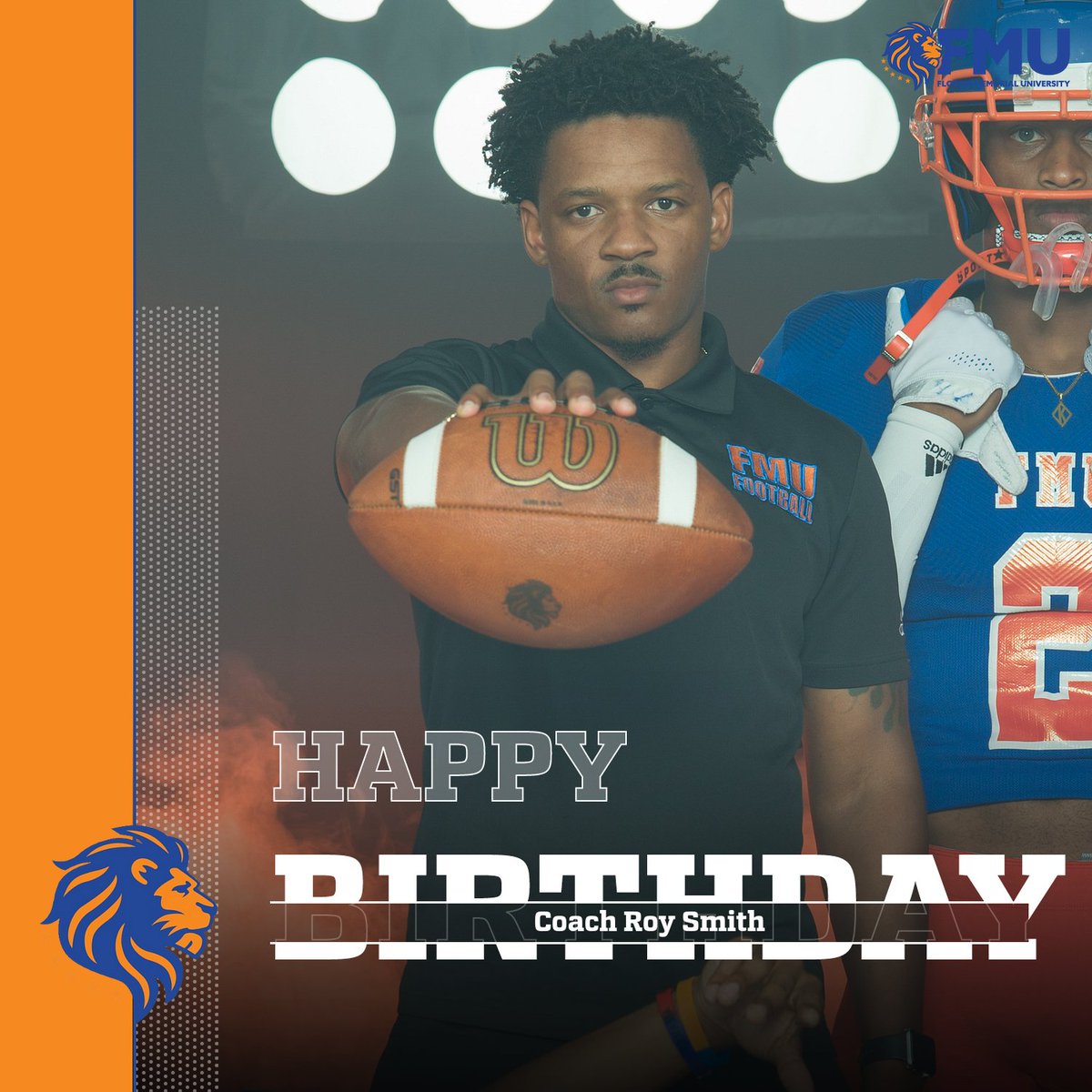 Happy birthday wide receivers coach @Chips_aRoy Smith of @FMULionsFB! 🦁🏈 #fmu #Lions #hbcu #FloridaMemorial #bday #UNC #RoySmith #widereceivers