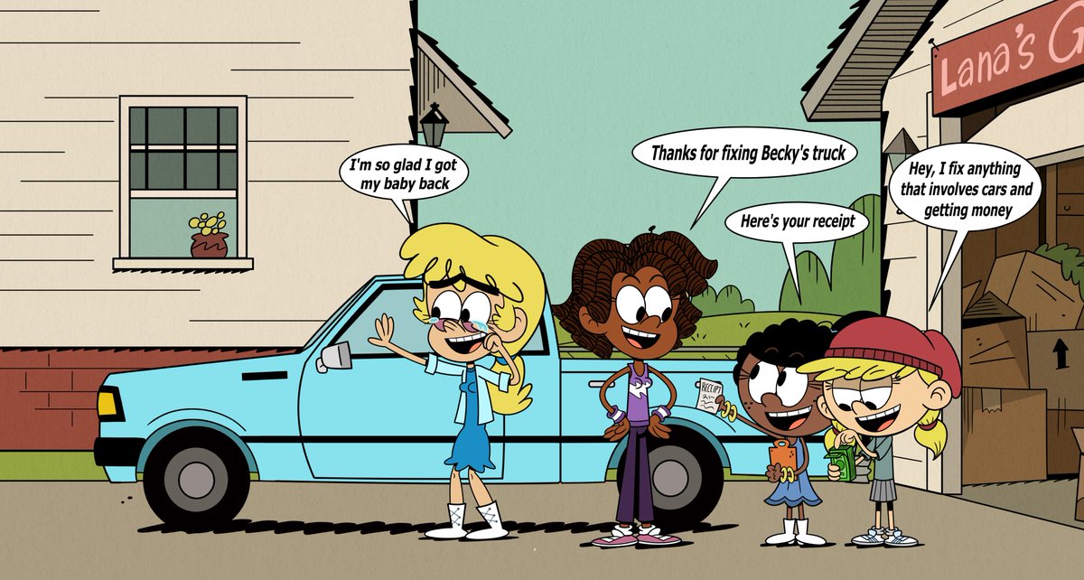 Artwork made by artist @AlejinZX.

Lana has fixed Becky's truck.

#TheLoudHouse #LanaLoud #CricketVanDoren #Becky #Dodge