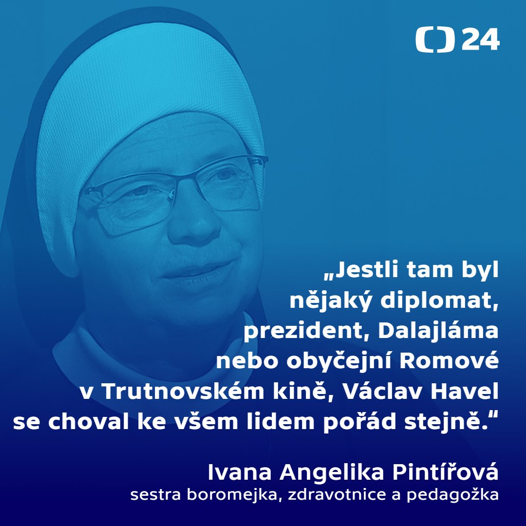 O filmu Tady Havel, slyšíte mě? jsme si povídali v Interview ČT24 se sestrou boromejkou Ivanou Angelikou Pintířovou. Vzpomínala nejen na natáčení, ale i na prezidenta Havla. 🗨️ Nikoho neshodil, byl ochoten naslouchat všem, řekla Pintířová.